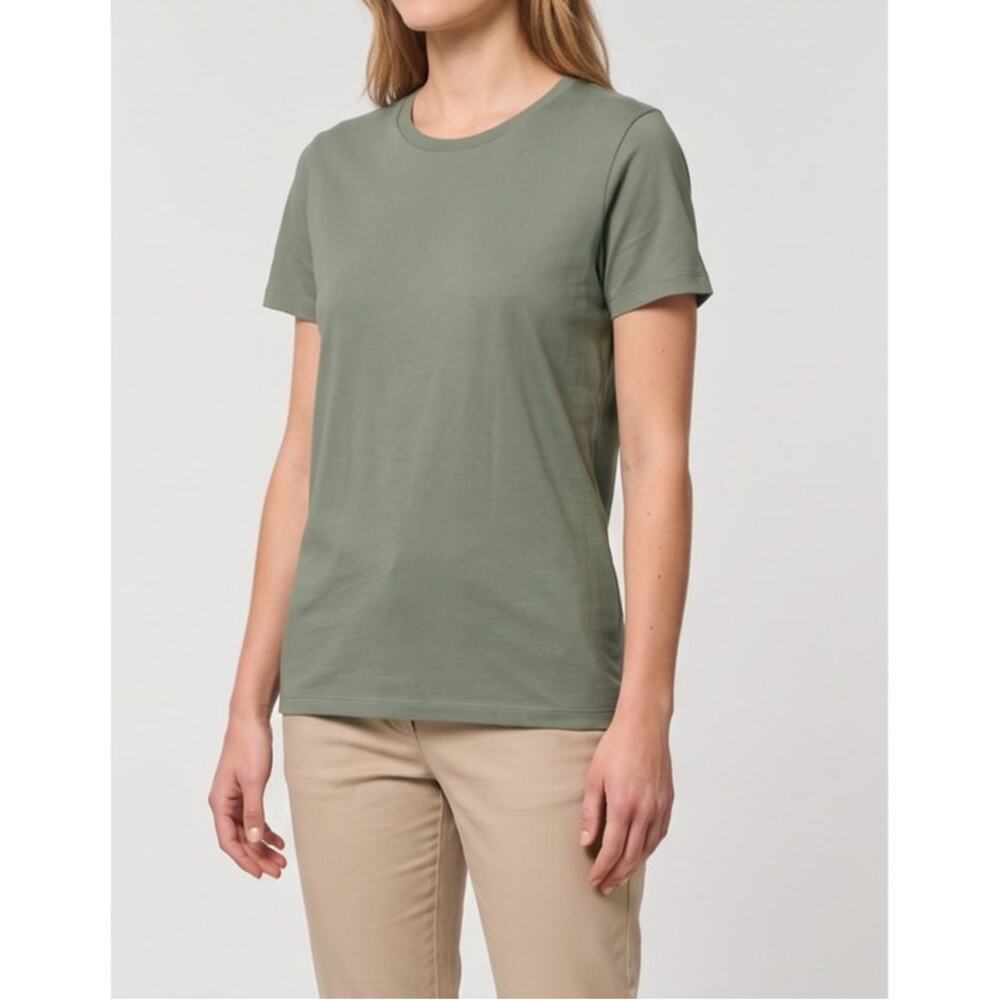 ASOS Size 8 Short Sleeve Womens Olive Green Crewneck TShirt 100% Cotton